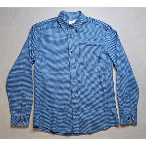 L.L. Bean Mens Medium Slightly Fitted Soft Flannel  Herringbone Blue Black - Picture 2 of 7
